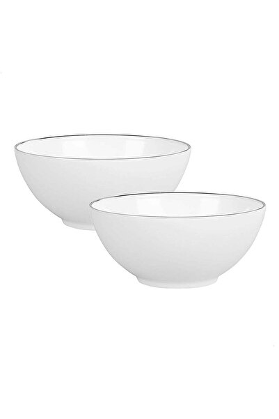 Generic 6-Inch Fine Porcelain Set of 2 White Soup Bowls with 2mm Platinum Rim...