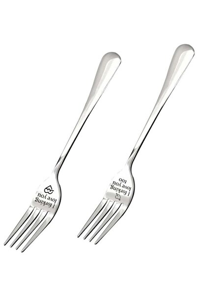 Generic SUNSAR 2 Pcs Funny Engraved Stainless Steel Dinner Forks for Couples with Personalized Letters as G