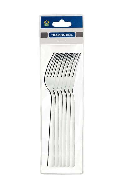 Generic TRAMONTINA Since 1911,Made in Brazil- Oslo 6 Pieces Stainless Steel Table Fork Set with High Gloss