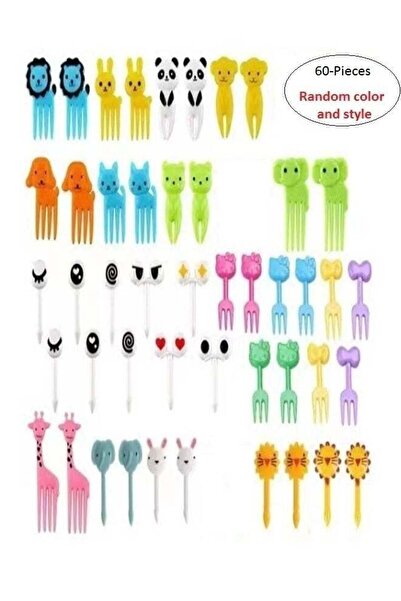 Generic fashionhome 60 Pieces Cute Animals Food Fruit Fork Picks For Kids