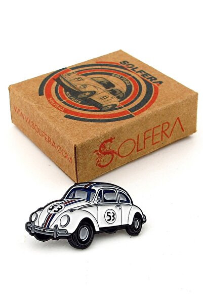 Solfera Herbie Efsane 53 Numara Beyaz Vosvos Yaka Çanta Süsü Metal Rozet RX032