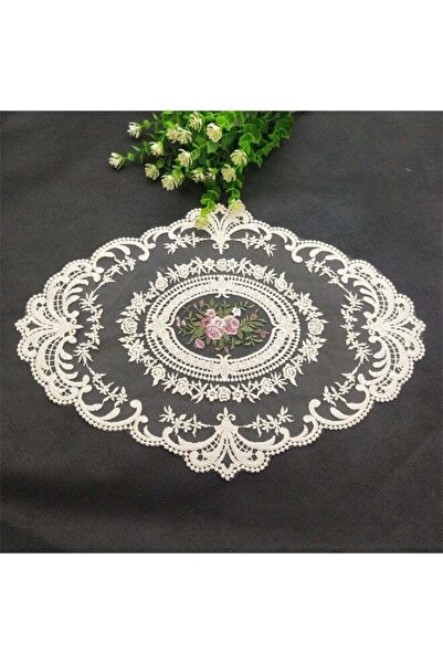 Generic Retro Style Lace Placemats Fashionable Embroidered Cup Mat vase mat 29 x 37cm Beige