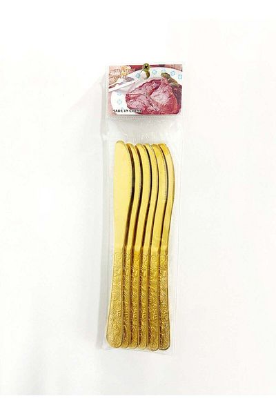 Generic MHD Crown Spoon 6-Piece Stainless Steel Cutlery Set Laser Gold Plated