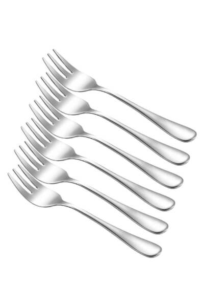 Generic ECVV Dessert Forks 6 Pieces, Stainless Steel Cake Forks Silverware Set, Fruit Forks, Cocktail Forks