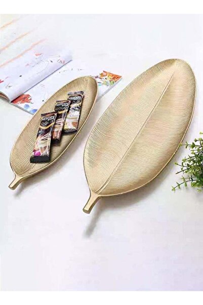Generic Hometaste Wooden Golden Tray Set Nordic Style Leaf Dish Serving Platt...