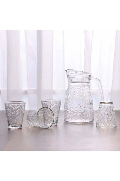 Generic DANUBE HOME Danube Essential 5-Piece Glass Pitcher Set â€“ Durable Clear Glass Water Pitcher with L