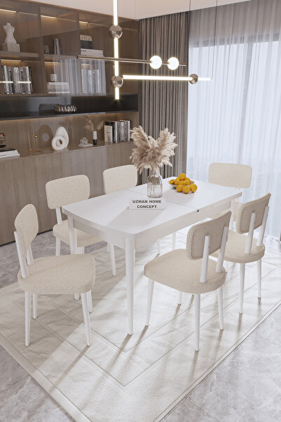 UZMHOME Rona Mutfak Masa Takımı Mutfak Masası Yemek Masası Açılabilir Masa 6 ...