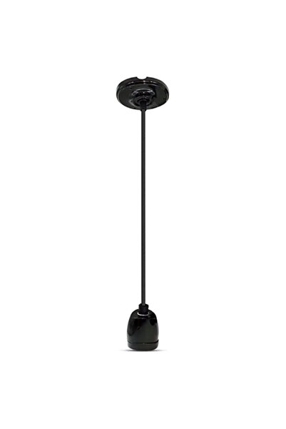 KlaussTech Pendul de tavan E27 din porțelan negru - Dimensiuni Ø47 x 64 mm