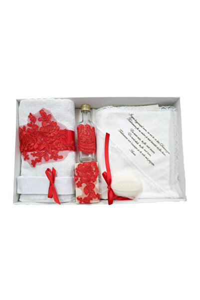 fantasialand Set Elegant de Botez cu Dantelă Roșie