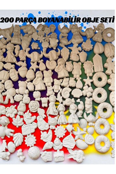 magnocandles 200’lü Boyanabilir Obje Seti – Hobi & Sanat Etkinlik Seti + 6 Renk Akrilik Boya + Fırça