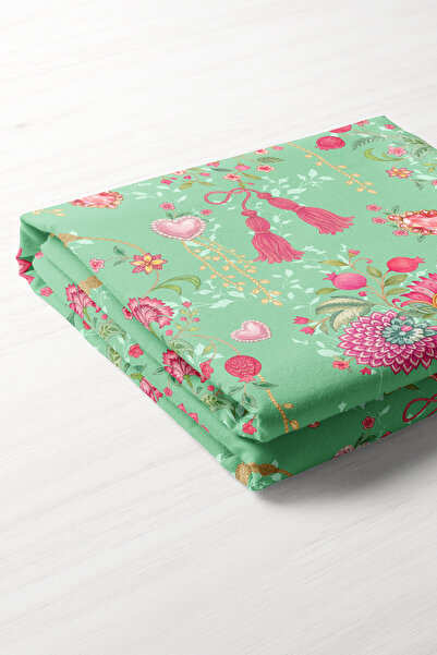 decofav مفرش طاولة بتصميم زهور خضراء على شكل قلب من Love Bloom - 130 × 204 سم