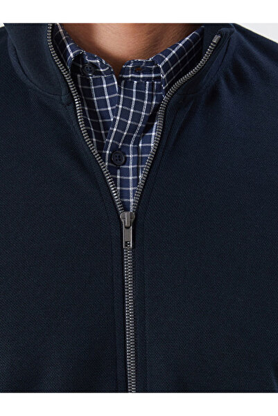 LC Waikiki Navy Blue Stand Collar Long Sleeve Men's Zippered Sweatshirt