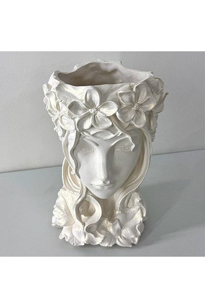 velve Venus Flower Lady Vase, 33 cm, Pearl White