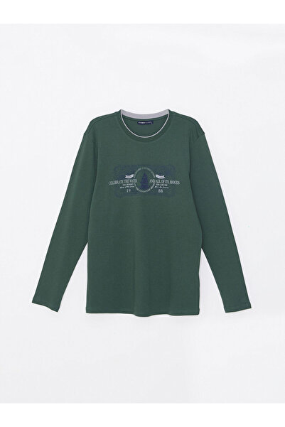 LC Waikiki Hanorac pentru bărbați, verde, cu mânecă lungă, imprimat