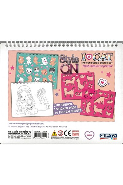 Gıpta Style on K9018 Fashion Design Notebook with Sticker 21X25 Sketch Book