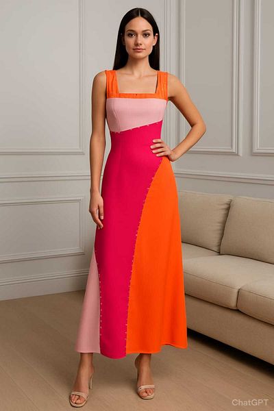 Diva style A distinctive and elegant dress with bright and vivid colors and beaded embroidery.