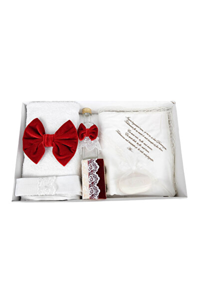 fantasialand Trusou botez complet 7 piese, catifea rosie