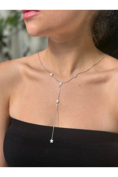 HOUSEKİ Silver Steel Star Y Necklace