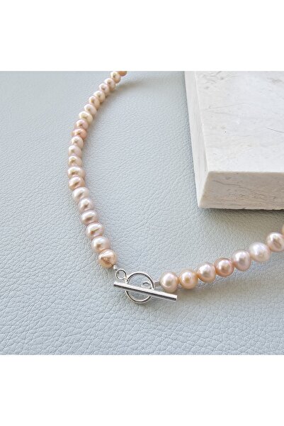 Abundo Colier "Simple Pearls" roze din perle de cultură și argint 925, 39 cm