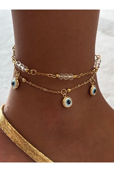 Butik Evil Eye Bead Double Steel Anklet
