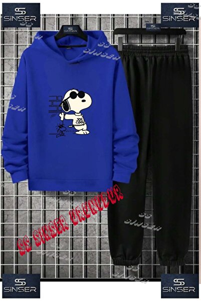 SS SİNSER Детски унисекс комплект спортен екип с качулка и специален принт „S...