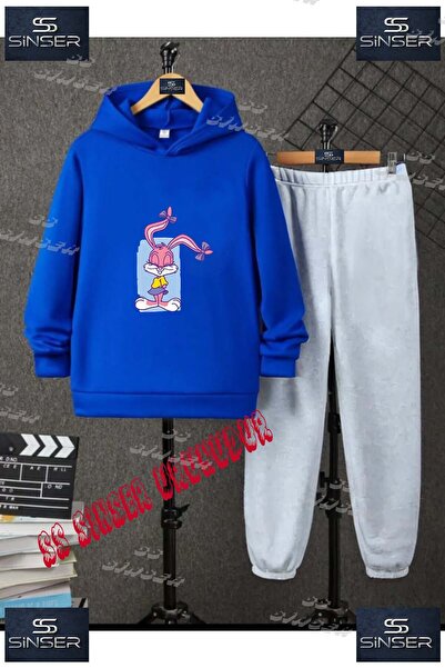 SS SİNSER Παιδικό Unisex Σετ Φόρμας με Κουκούλα "TAVSAN KIZ BLUE CANVAS" με Ε...