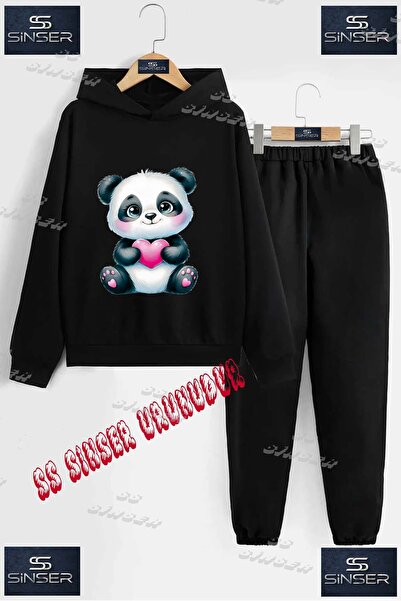 SS SİNSER Детски унисекс комплект спортен екип с качулка и специален принт „P...