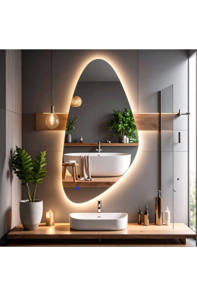 lumora mirror design Alvora Günışığı Led'li Lazer Kumlamalı Lavabo & Banyo Ay...