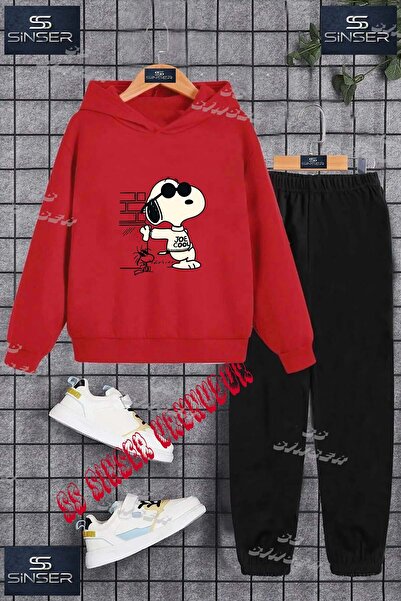 SS SİNSER Детски унисекс комплект спортен екип с качулка и специален принт „S...