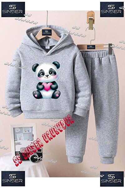 SS SİNSER Детски унисекс комплект спортен екип с качулка и специален принт „P...