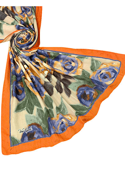 mim eşarp Βαμβακερό σάλι Vav Silk Bamboo Cashmere – Μοτίβο τριαντάφυλλου, μαλακό και αναπνεύσιμο σάλι