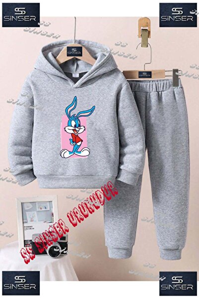 SS SİNSER Παιδικό Unisex Σετ Φόρμας με Κουκούλα "TAVSAN BOY PINK CANVAS" με Ε...