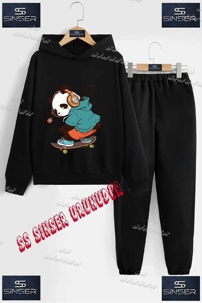 SS SİNSER Детски унисекс комплект спортен екип с качулка и специален принт „P...