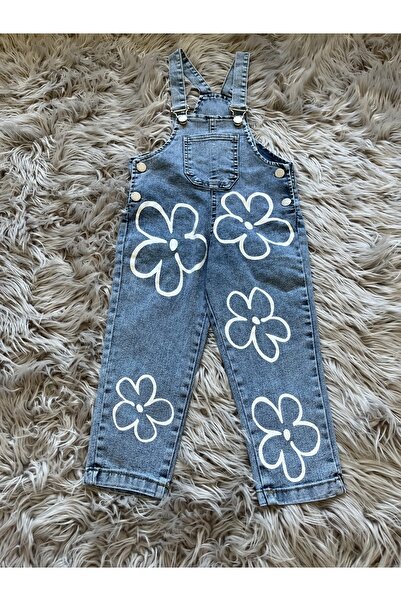 Cyber Girl's Denim Floral Salopet with Pocket Detail Suitable for All Seasons