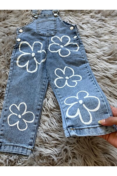 Cyber Girl's Denim Floral Salopet with Pocket Detail Suitable for All Seasons