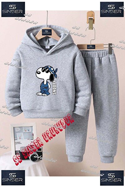 SS SİNSER Παιδικό Unisex Σετ Φόρμας με Κουκούλα και Ειδική Στάμπα "SNOPY BLUE...