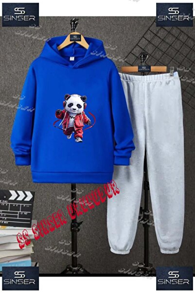 SS SİNSER Παιδικό Unisex Σετ Φόρμας με Κουκούλα και Ειδική Στάμπα "PANDA RED ...