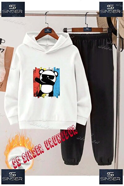 SS SİNSER Παιδικό Unisex Σετ Φούτερ με Κουκούλα "PANDA COLORFUL CANVAS GLASSE...