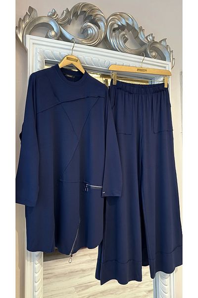 Invee 7111 Cotton Suit - Navy Blue