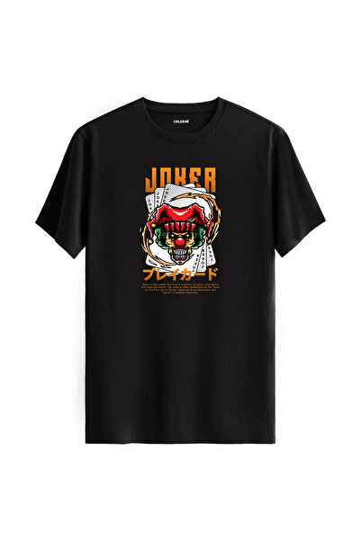 Colermi تي شيرت جوكر بطاقة اللعب مطبوع عليه جمجمة من القطن بنسبة 100%