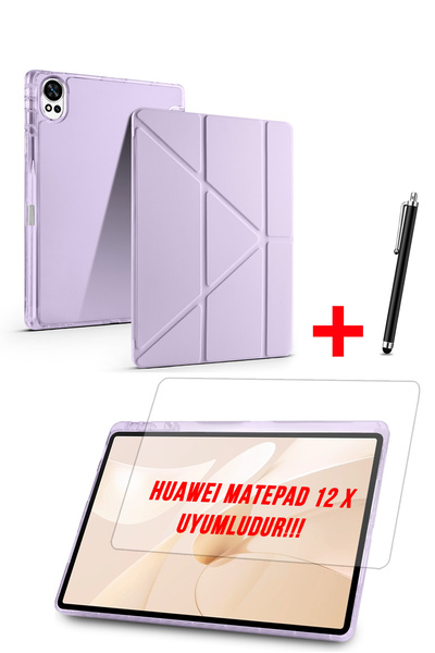 Nezih Case Huawei Matepad 12 X 2025 Compatible Trifolding Silicone Case with Pen Compartment Screen Protector and Pen Set