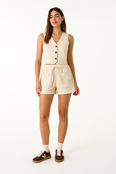 HAKKE Linen Vest Shorts Set