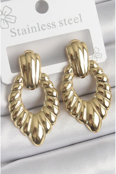 La Merry MuMonde أقراط نسائية من MuMonde مصنوعة من الفولاذ باللون الذهبي ومطرزة باللون الذهبي