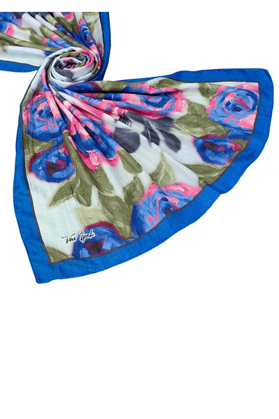 mim eşarp Βαμβακερό σάλι Vav Silk Bamboo Cashmere – Μοτίβο τριαντάφυλλου, μαλ...