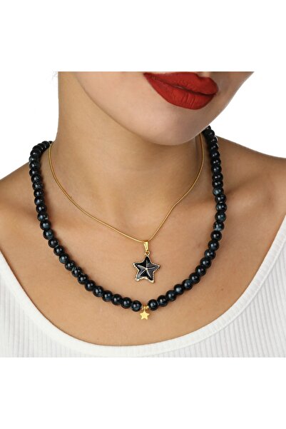 GÜNEBAKAN AKSESUAR قلادة من الخرز الزجاجي الباتيك