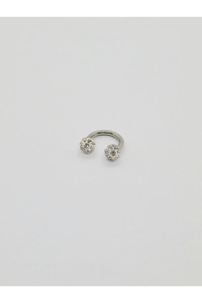 Set Stainless Steel Zircon Stone 6 mm Lip Labret Tragus Helix Piercing Earring (Diameter: 6 mm) (Stone: 3 mm)