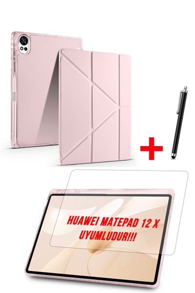 Nezih Case Huawei Matepad 12 X 2025 Compatible Trifolding Silicone Case with Pen Compartment Screen Protector and Pen Set