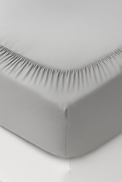 Mbcollection ملاءة سرير مرنة رمادية اللون