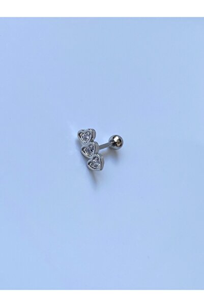 kurukafagift Çelik Piercing Zirkon Taşlı Tragus Helix Üçkalpli Model 8 mm