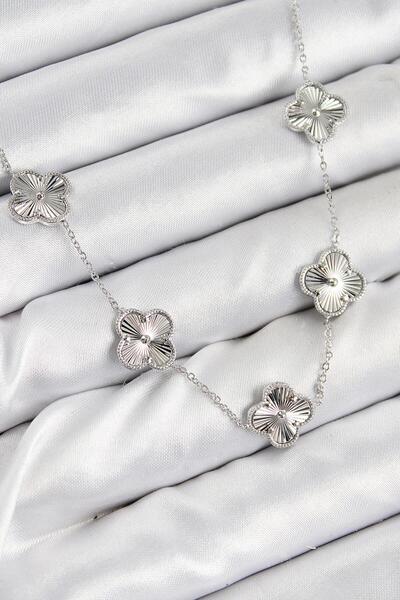 REBORN DESIGN Brass Vip Clover Model Silver Color Women's Necklace